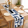 thumbnail image 3 of Blue Black Geometric Table Runner - 72 Inch Long, Kitchen Dining Table Runner Dresser Scarves, Modern Minimalist Stripes Aesthetic Farmhouse Decor for Coffee Tables Wedding Party Banquet, 3 of 8
