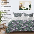 thumbnail image 3 of 3 Piece Purple Green Flowers Duvet Cover Set Twin Size, Microfiber Comforter/Quilt Cover with Corner Ties and 2 Pillowcases, Watercolor Pastoral Botanical All Season Soft Bedding with Zipper Closure, 3 of 8