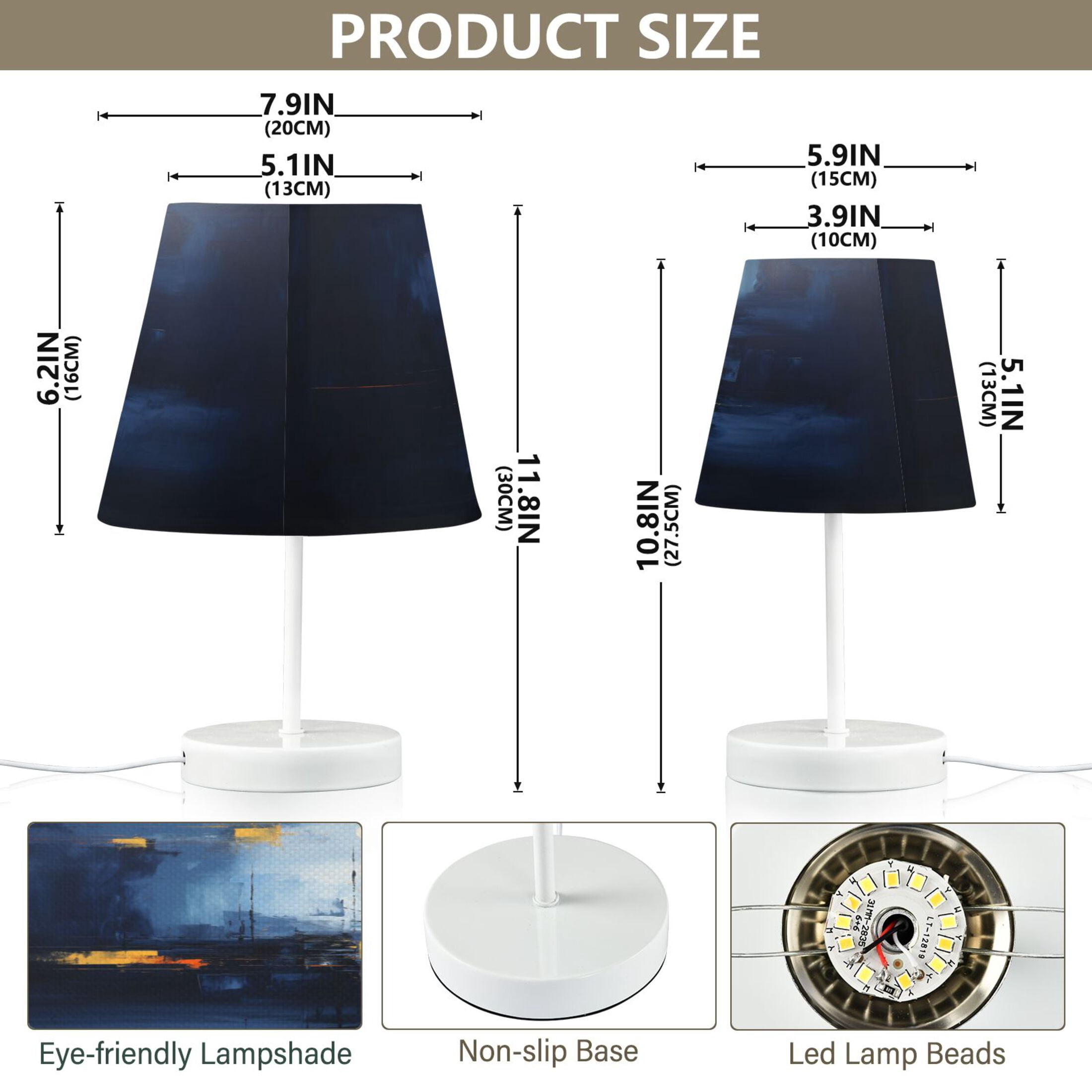Abstract Oil Moonlight Cityscape Desk Lamp LED Table Nightstand Lamps with 3 Color Temperatures for Home Bedroom Living Room Decor 8x12