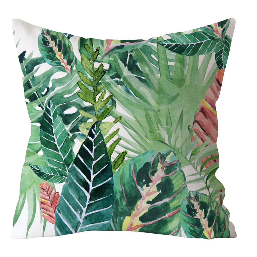 Polyester pillow case cover green leaves throw sofa car cushion cover Home Decor 