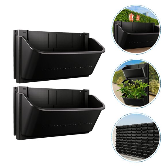 HEALEEP 2Ud Living Wall Con Macetas De Plástico Negro Para Jardín Y De Patio