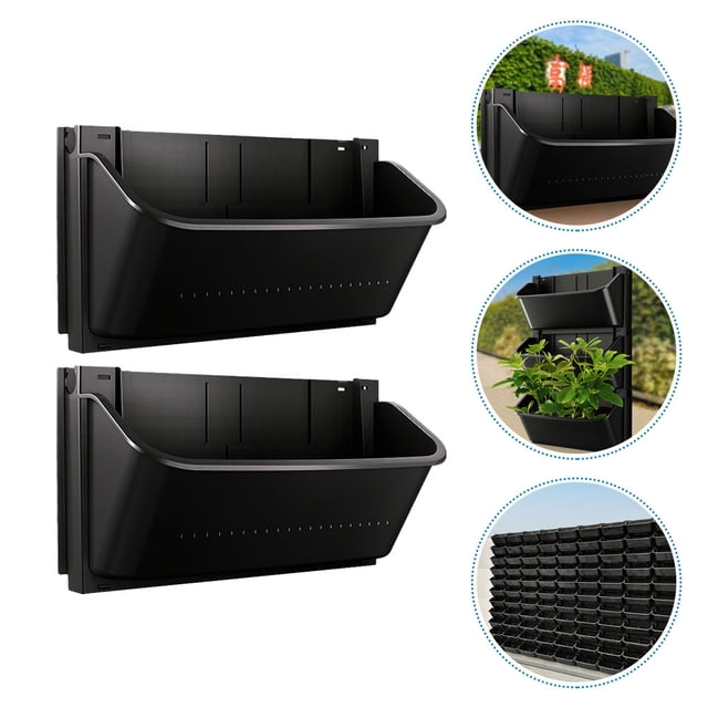 HEALEEP 2Ud Living Wall Con Macetas De Plástico Negro Para Jardín Y De Patio