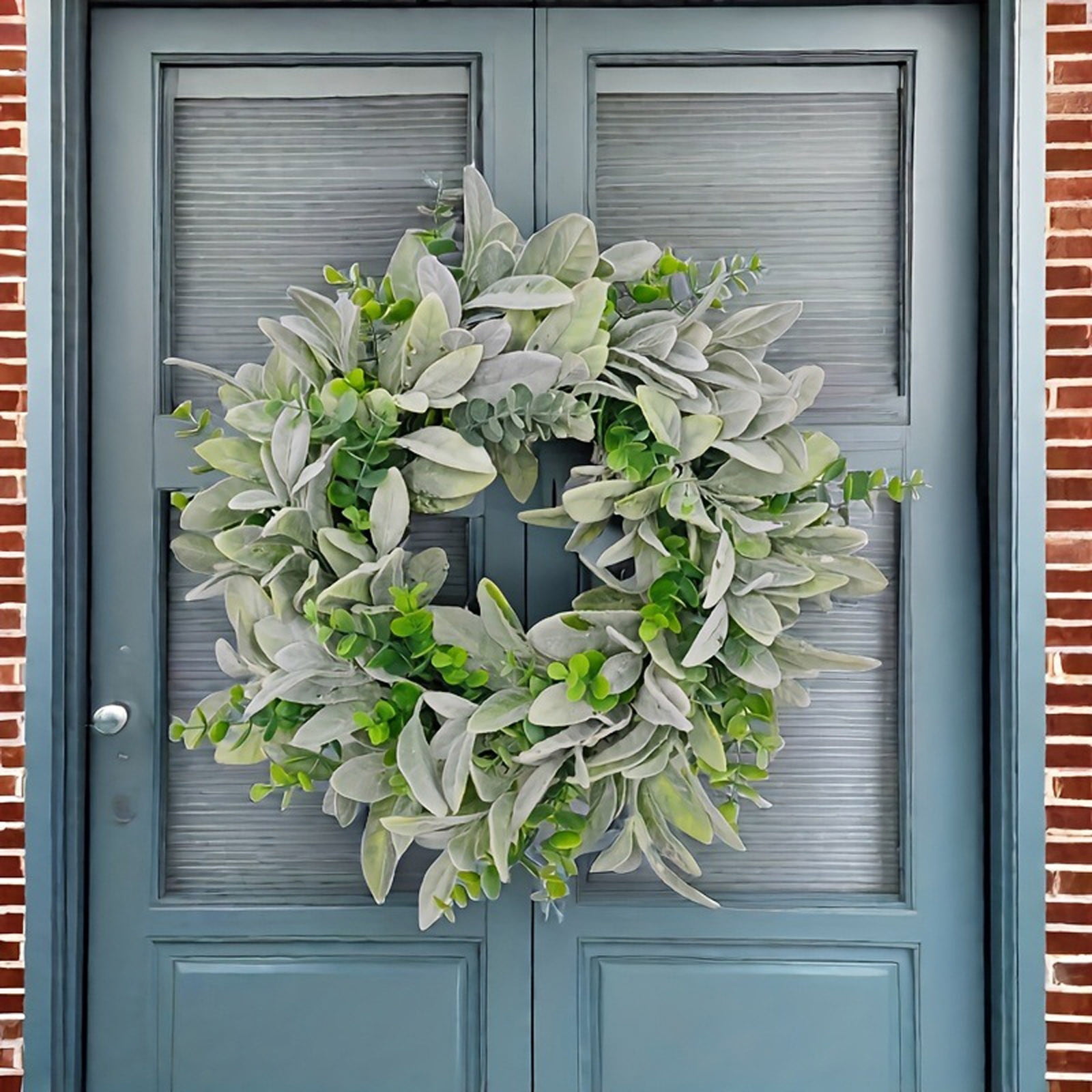 Eucalyptus Wreaths for Front Door 18Inch Spring Eucalyptus Wreath Green Greenery All Seasons Artificial Wreaths for Outdoor Outside Indoor Window Porch Home Farmhouse Hanging Decorations