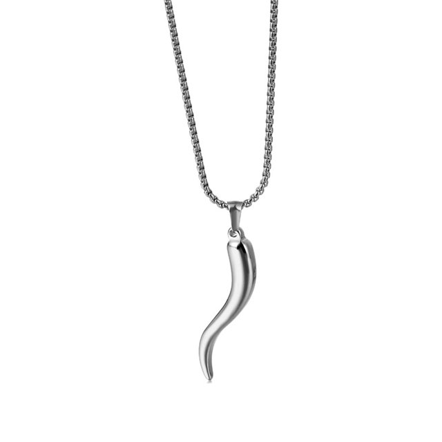 Colgante de cuerno italiano para hombres y mujeres, joyería protectora de acero inoxidable/talismán amuleto de la suerte JAMW Sencillez