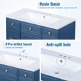 thumbnail image 6 of Bathroom Vanity with Sink, 36 inch Bathroom Vanity with Sink Top Combo Set, Bathroom Sink Vanity with 3 Drawers & 2-Tier Cabinet, Built-in Soft Closing Door, Freestanding Bathroom Vanity Cabinet, Blue, 6 of 8