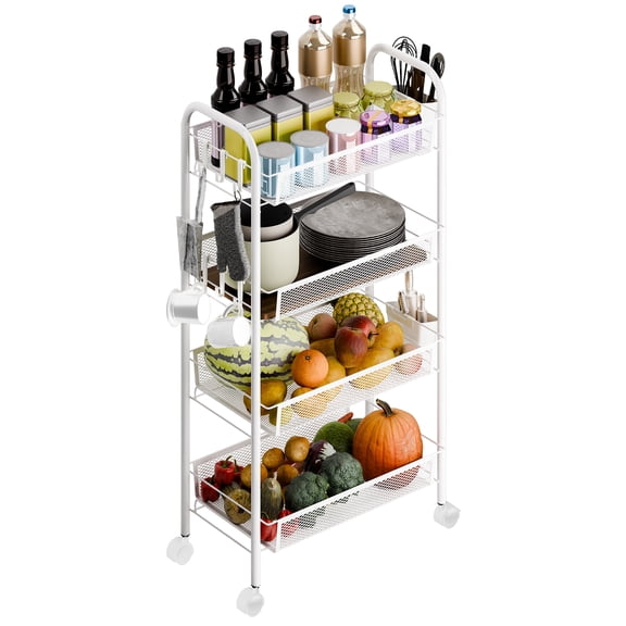 Versatile Metal 5-Tier Rolling Storage Rack - Multi-Functional Display Shelf for Home & Office Organization