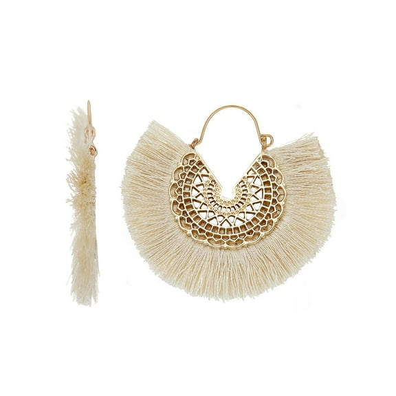 Time and Tru Women's Goldtone and Ivory Tassel Fringe Earring
