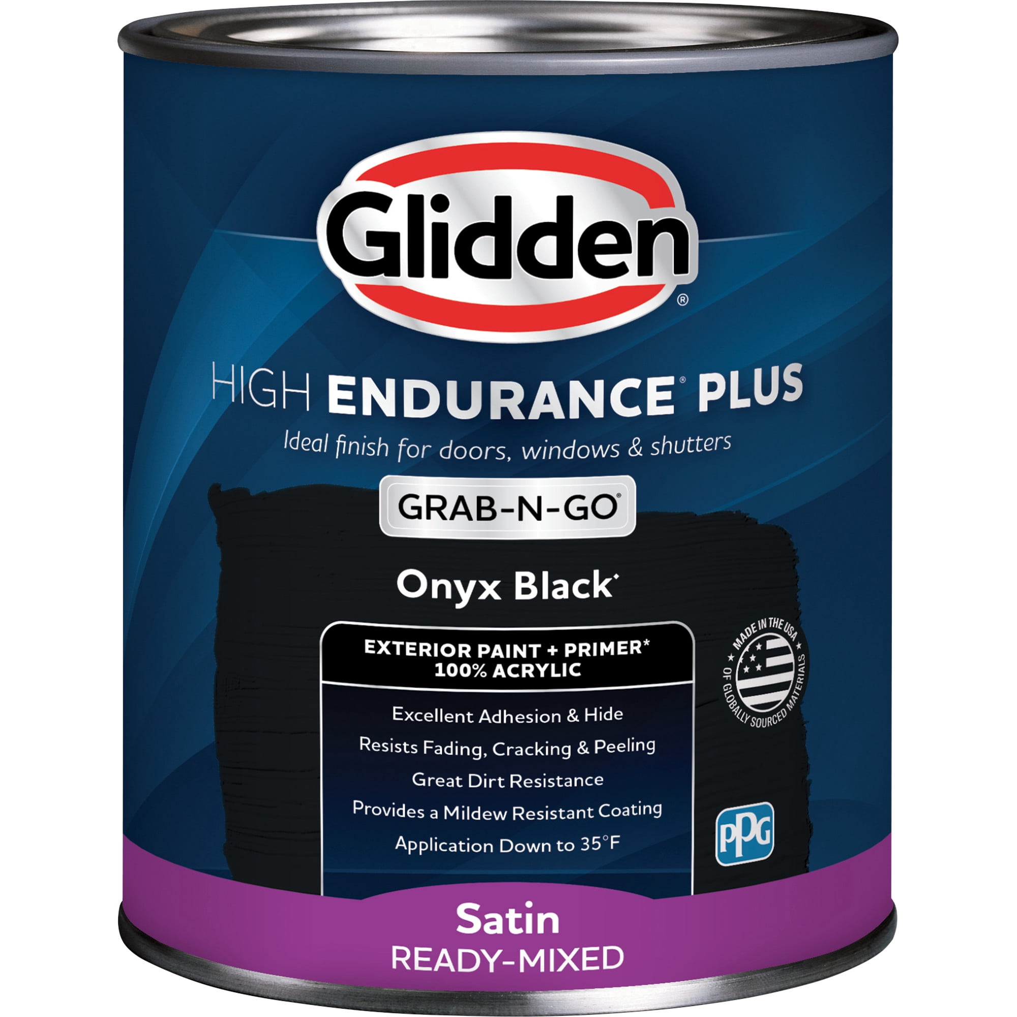Glidden HEP Grab-N-Go Onyx Black / Black Satin Exterior Paint with Primer, 1 Quart