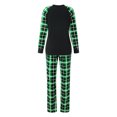 thumbnail image 4 of EYIIYE Christmas Family Pajamas Matching Set, Long Sleeve Letters Print T-shirt with Plaid Pants Sleepwear Loungewear, 4 of 10