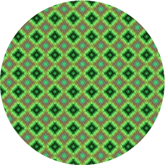Ahgly Company Indoor Round Patterned Nebula Green Area Rugs, 5' Round