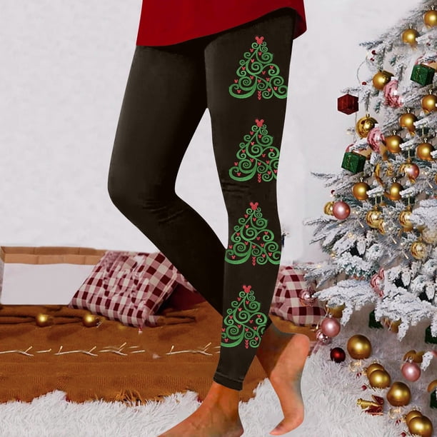 WILLBEST Leggings con Estampado de Árbol de Navidad para Mujer, Pantalones de Yoga Festivos, Ajustados, Ropa Deportiva, Mallas Cómodas para Entrenar Extra Grande