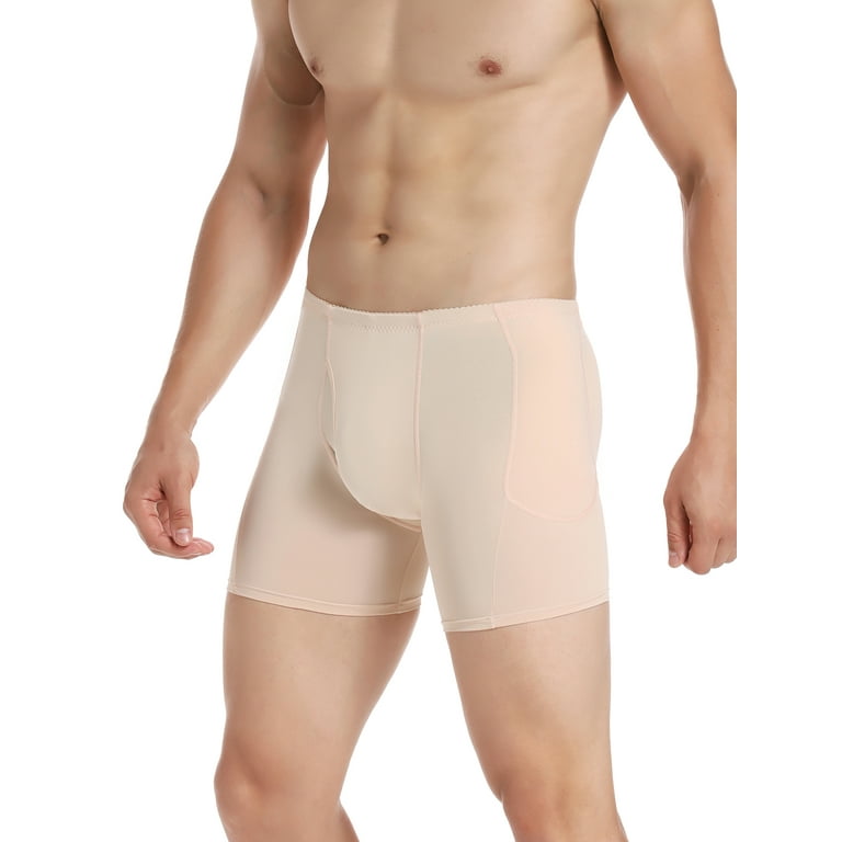 SLIMBELLE Mens Padded Underwear Boxer Shapewear Butt Lifter Hip Enhanceer  Control Body Shaper Removable Pads