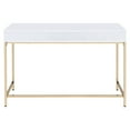 thumbnail image 4 of ACME Ottey Storage Writing Desk in White High Gloss and Gold, 4 of 9