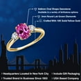 thumbnail image 2 of Gem Stone King 10K Yellow Gold Pink Created Sapphire and White Created Sapphire 3-Stone Ring for Women | 1.91 Cttw | Oval 8X6MM | Gemstone September Birthstone | Size 7, 2 of 6