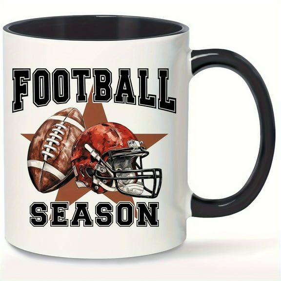 1pc, Football Season Coffee Mug, Ceramic Coffee Cups, Water Cups, Summer Winter Drinkware, Birthday Gifts, Holiday Gifts, New Year Gifts, Valentine's Day Gifts