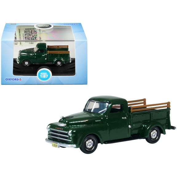 1948 Dodge B-1B Pickup Truck Dark Green 1/87 (HO) Scale Diecast Model Car by Oxford Diecast