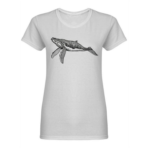 Swimming Giant Humpback Whale Shaped T-Shirt Women -Image by Shutterstock, Female Medium