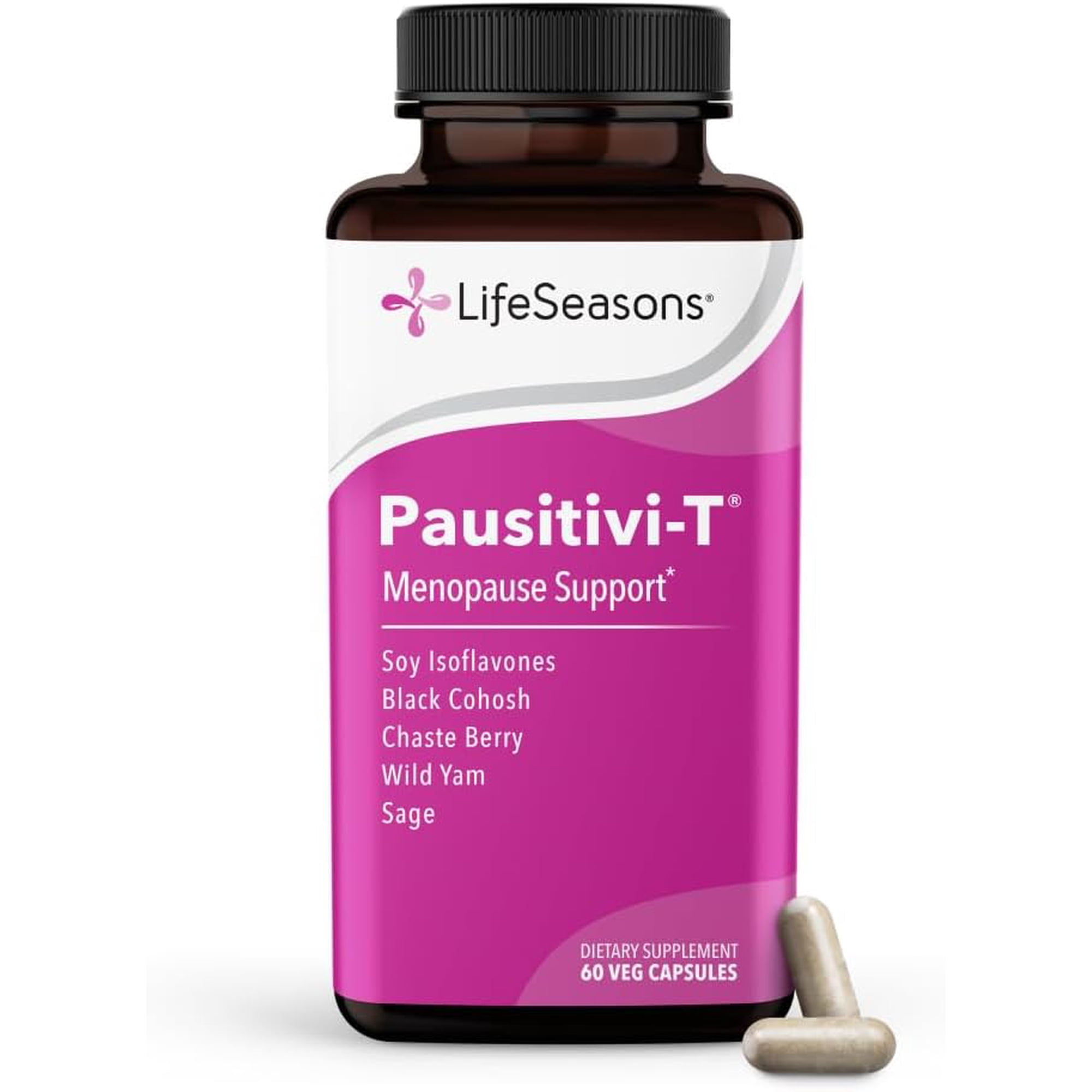 Lifeseasons Pausitivi-T - Menopause Support Supplement - Powerful Relief for Hot Flashes, Hormone Imbalance & Night Sweats - Sage, Chasteberry, Soy Isoflavones & Black Cohosh - 60 Capsules