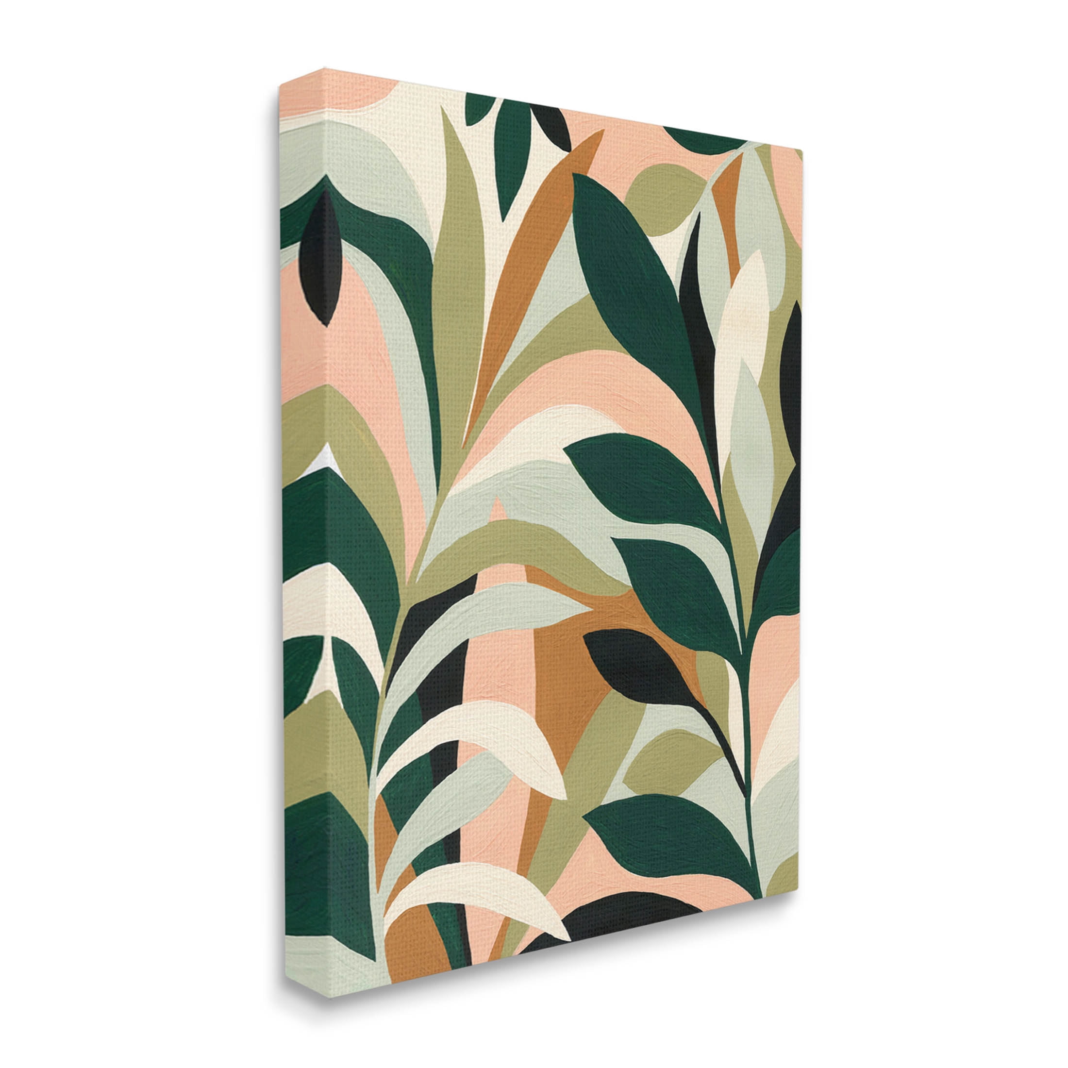 Contemporary Layered Leaves Botanical & Floral Graphic Art Gallery Wrapped Canvas Print Wall Art