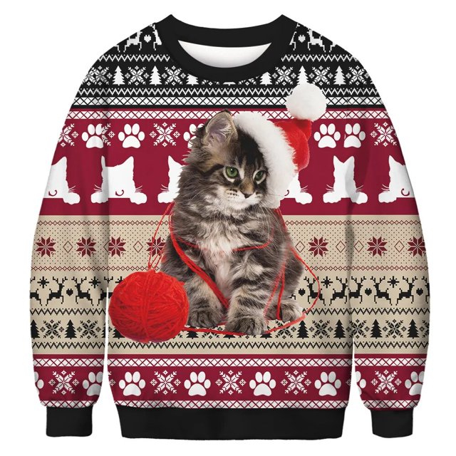 Suéter de Navidad feo de Papá Noel para hombres y mujeres, regalo de Navidad 3D, máquina de juego de oso de coche impresa, Tops de puente de fiesta de vacaciones, sudadera de Navidad