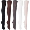 thumbnail image 2 of 5 Pairs Awesome Durable Women Thigh High Cotton Boot Socks. Perfect As Winter & Spring Socks Size 6-9 Beige,LightGrey,Wine,Cream,Coffee T1024, 2 of 3