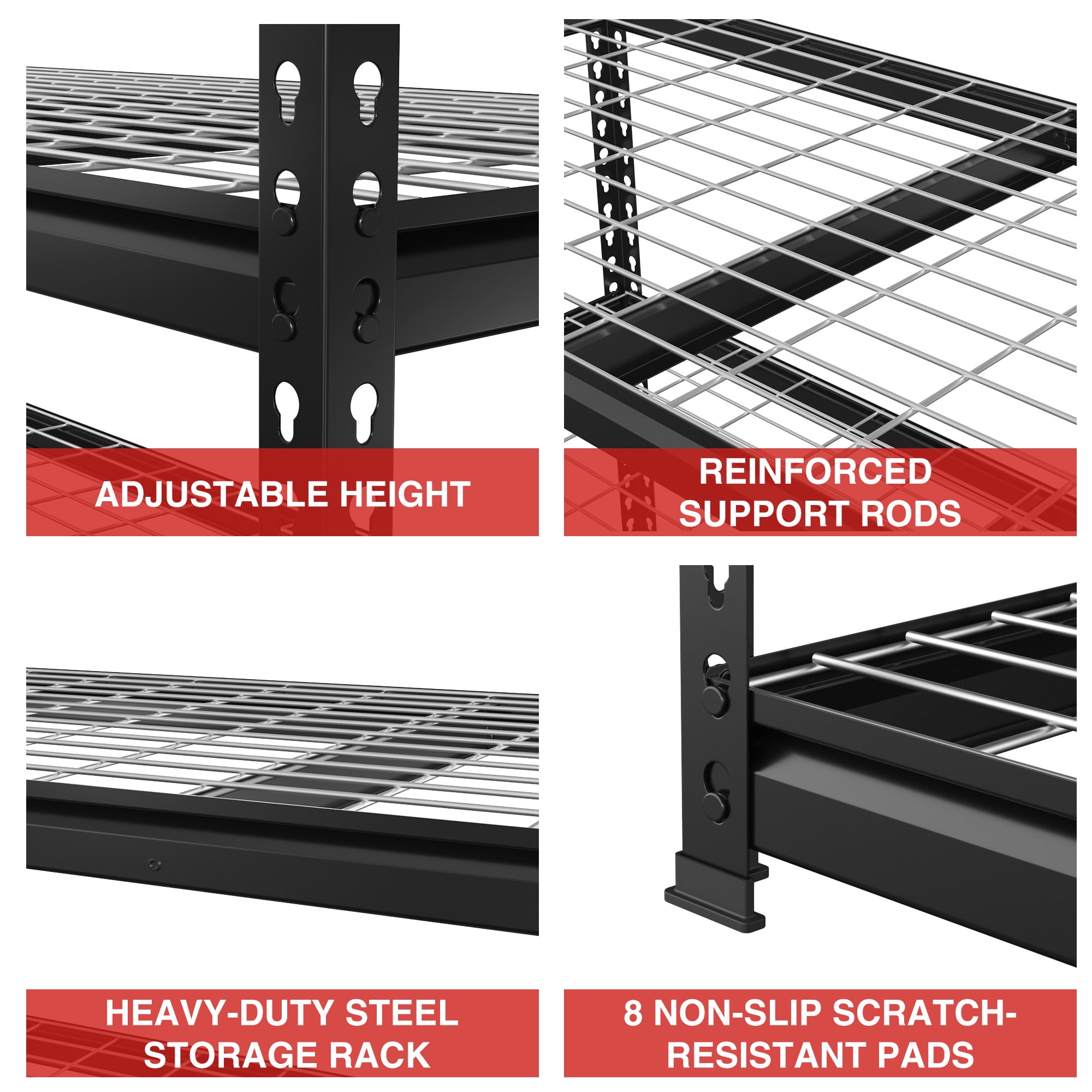 WORKPRO 4000 lbs 5-Tier Metal Shelving Unit, 72”H x 48”W x 24”D, Heavy Duty Adjustable Storage Rack, for Garage, Basement, Warehouse, Workshop