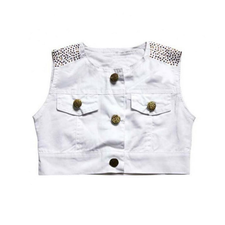 Girls cheapest white jean vest