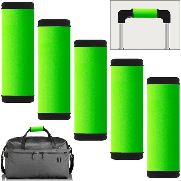 RUseeN 5 Pack Neoprene Luggage Handle Wraps for Suitcase Travel Luggage Tags/Identifiers/Marker/Grips Travel Accessories for Airplane, Bright Green