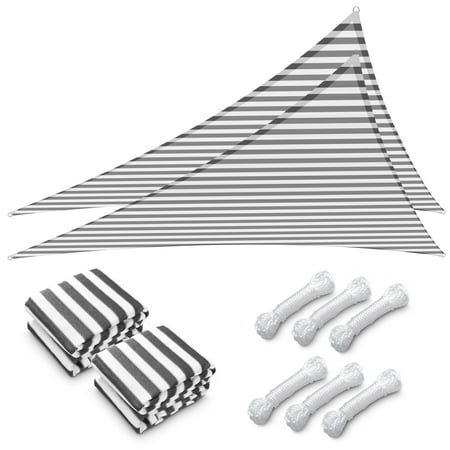 Yescom 2 Pack 28FT Triangle Sun Shade Sail UV Block Commercial Carpark Pool Camping Playground Outdoor Gray+White