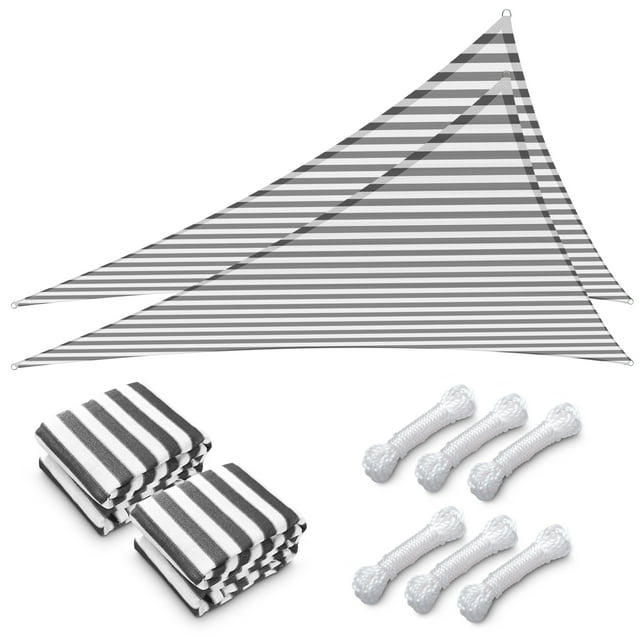 Yescom 2 Pack 25FT Triangle Sun Shade Sail UV Block Commercial Carpark Pool Camping Playground Outdoor Gray+White