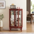 thumbnail image 3 of Vintage Lighted Curio Cabinet with Mirrored Back & Tempered Glass Doors, 3 Tier Storage Display Cabinet Adjustable Shelves Home Office Showcase, Cherry, 3 of 14