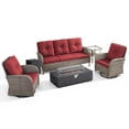 thumbnail image 3 of Opohoro 6-Piece Outdoor Patio Fire Pit Set with Sofa and Flat Arm, 43" Fire Pit Table, Propane Tank Cover for Deck Backyard, 3 of 17
