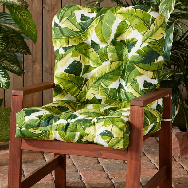 Palm Leaves White Outdoor Chair Cushion