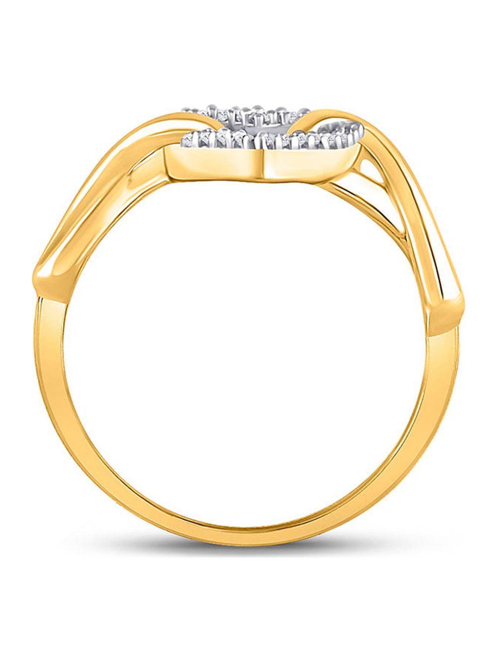 10kt Yellow Gold Womens Round Diamond Infinity Twist Heart Ring 1