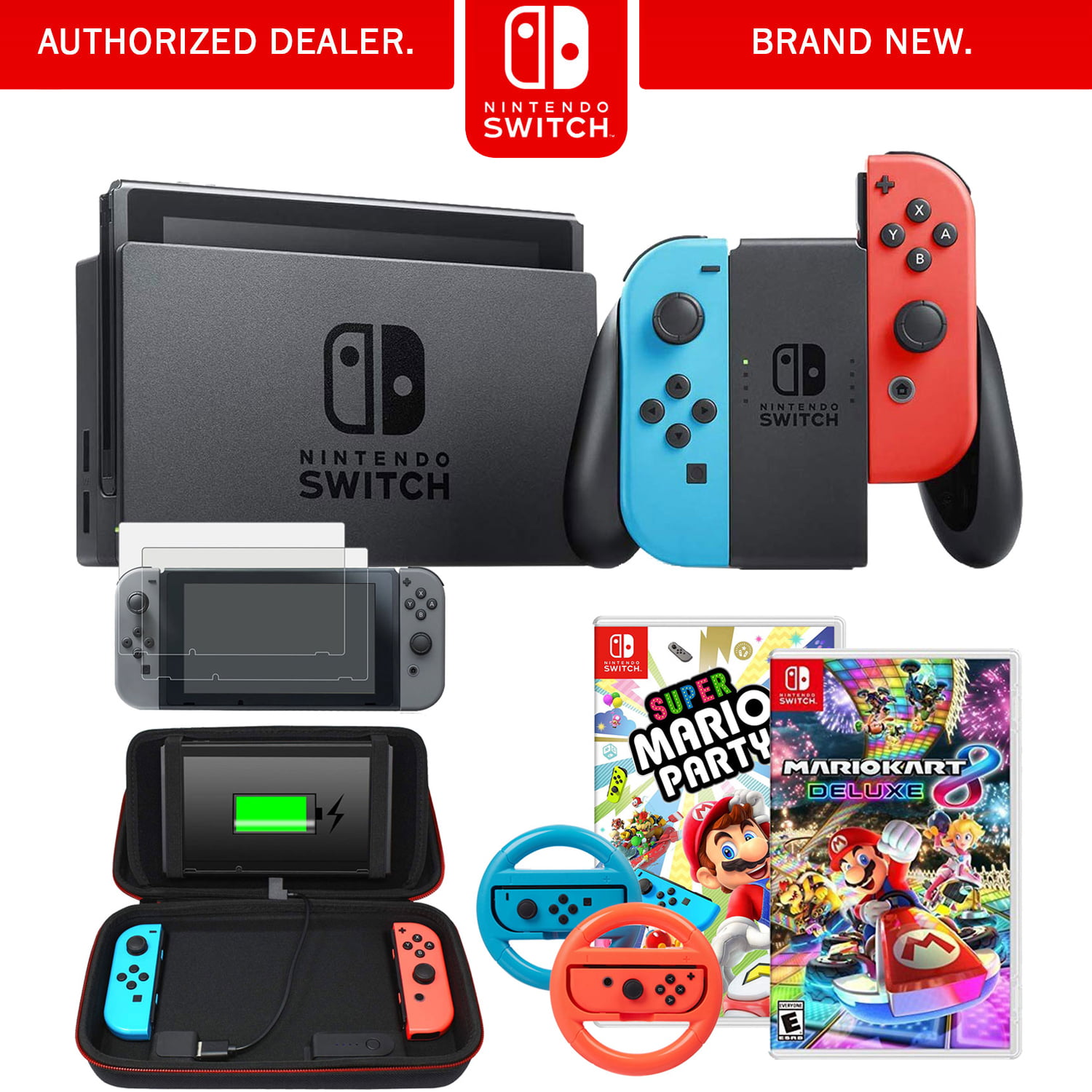 Nintendo Switch 32 GB Console with Neon Blue and Red Joy-Con + Party