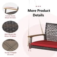 thumbnail image 5 of Patiojoy Patio 2-Person Loveseat Rattan Porch Hanging Swing Chair w/ Seat Cushion & Acacia Wood Armrests Red, 5 of 7