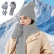 thumbnail image 5 of Set de guantes de bufanda para mujer con gorro de invierno | Combinación de punto acrílico de 3 piezas | Guantes antideslizantes con pantalla táctil | Bufanda larga con patrón retorcido | Beanie |, 5 of 6