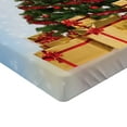 thumbnail image 2 of Ambesonne Christmas Fitted Sheet, Fir Tree Snowy Weather, Full Size, Blue and Mustard, 2 of 3