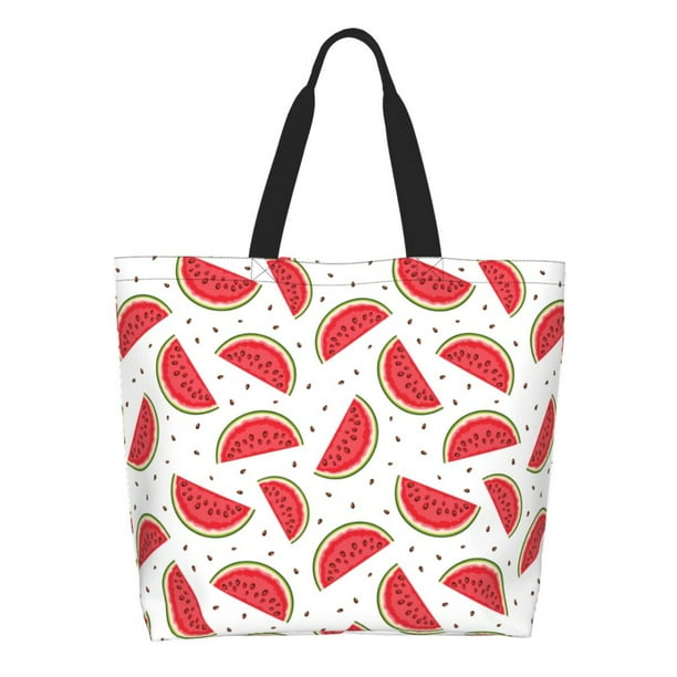 Fotbe Watermelon Bolsa Tote Estética de Lona con Estampado para Mujer - Bolsa Reutilizable de Hombro Casual para Vacaciones, Compras, Trabajo y Gimnasio