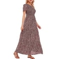 thumbnail image 4 of LUSMAY Women's Summer Casual Floral Print Party Wrap Maxi Dresses Short Sleeve A Line Long Tiered Sun dress, 4 of 7