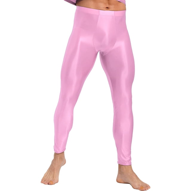Eandarui Men's Compression Long Pants Gym Workout Tights Trousers Seamless Quick Dry Base Layer Leggings Pink M