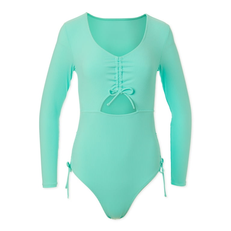 Celebrity Pink Long Sleeve One Piece Swimsuit Size S Aqua Kid s