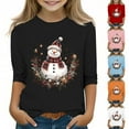 thumbnail image 4 of SERTG Kids Tops 3/4 Long Sleeve Round Neck Cute Casual Comfortable Festive Print Everyday Top Christmas Gifts for Boys and Girls 3-12 Years(Red,12-13 Years), 4 of 4