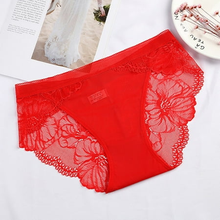 Krdevn Panties for Women Ladies  Sexy Lace Breathable Pure Cotton Crotch Lifting Triangle Underwear  RD1 L