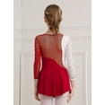 thumbnail image 3 of Yhong Kids Girls Long Sleeves Glitter Rhinestone Figure Skating Dress Dance Performance Costume Burgundy 10, 3 of 7