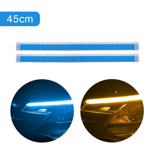 EIMELI 2X Car LED DRL Strip Light Indicator Daytime Running Lights and Turn Signal Light Switchback Sequential RGB Waterproof Automobile Headlight Lighting Kit