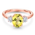 thumbnail image 3 of Gem Stone King 18K Rose Gold Plated Silver Canary Mystic Topaz and White Moissanite Engagement Ring for Women | 2.46 Cttw | Oval 9X7MM | Gemstone November Birthstone | Size 8, 3 of 7
