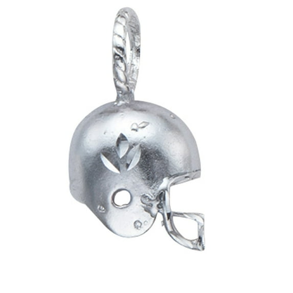 Sterling Silver 18" 1mm Box Chain Partially 3D Football Helmet Pendant Necklace