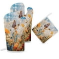 thumbnail image 6 of Watercolor Butterfly Oven Mitts And Pot Holders Sets of 4 Oven Gloves Set Potholders for Kitchen Cooking Baking Grilling Anti Scald Hot Pads And Heat Resistant, 6 of 6