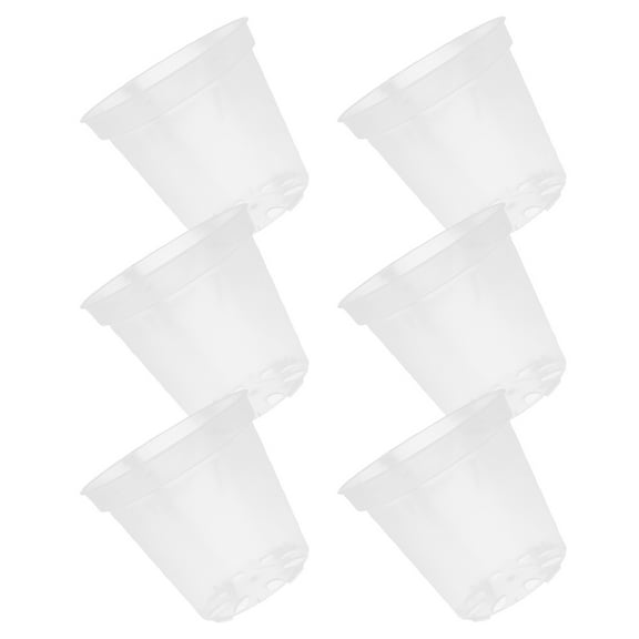 6 Pcs Transparent Flower Pot Indoor Plant Pots Decor Orchids Flowerpot 12 Inch Planter Plastic Planters for Plants